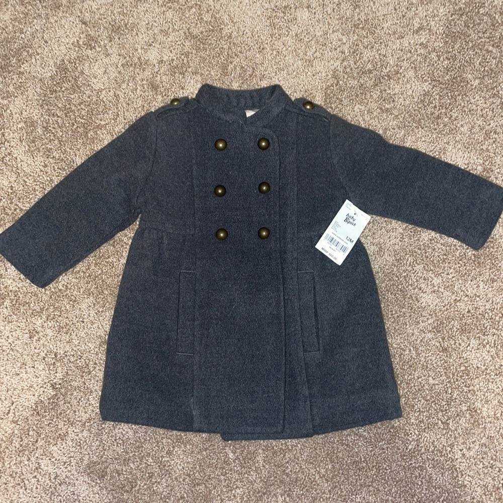 Toddler girl size 12 month baby Bgosh grey pea coat